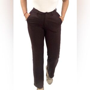 Brown/Burgundy Straight Leg Tailored Pants Size M/L. Elastic.
